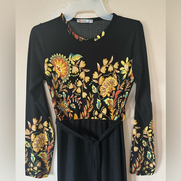 Modanisa Boho Floral Black Maxi S - Picture 2 of 6